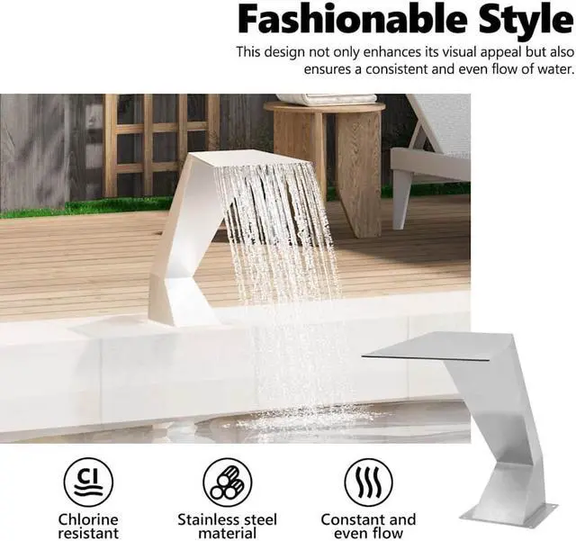 Alt view image 5 of 7 - vidaXL Pool Fountain, Stainless Steel 304 Construction, Chlorine-Resistant, with Even Water Flow, Easy Installation, Suitable for Ponds, Pools, Gardens, 25.2"x11.8"x20.5"
