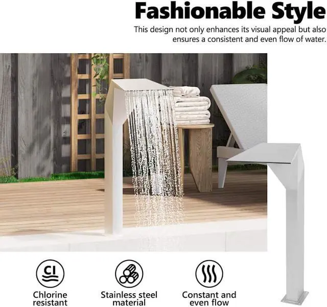 Alt view image 5 of 7 - vidaXL Pool Fountain, Stainless Steel 304 Construction, Chlorine-Resistant, with Even Water Flow, Easy Installation, Suitable for Ponds, Pools, Gardens, 19.7"x11.8"x23.6"
