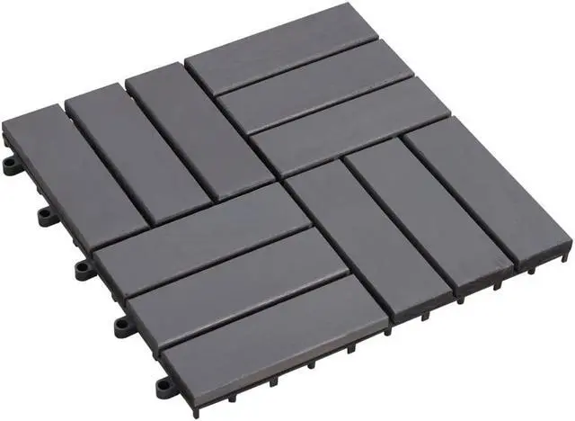 Alt view image 2 of 7 - vidaXL 10 pcs Decking Tiles, 11.8"x11.8", Solid Acacia Wood, Patio Tiles with Non-Slip Surface, Weather Resistant and Durable, Gray