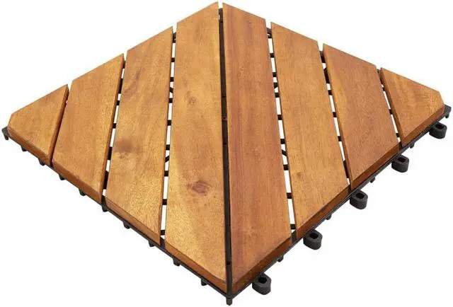 Alt view image 3 of 7 - vidaXL 10 pcs Decking Tiles, 11.8"x11.8", Solid Acacia Wood, Patio Tiles with Non-Slip Surface, Weather Resistant and Durable, Varnished Finish