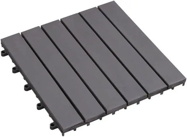 Alt view image 2 of 18 - vidaXL 10 pcs Decking Tiles, 11.8"x11.8", Solid Acacia Wood, Patio Tiles with Non-Slip Surface, Weather Resistant and Durable, Gray