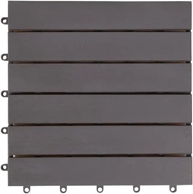 Alt view image 7 of 18 - vidaXL 10 pcs Decking Tiles, 11.8"x11.8", Solid Acacia Wood, Patio Tiles with Non-Slip Surface, Weather Resistant and Durable, Gray