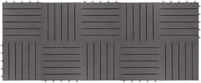 Alt view image 3 of 18 - vidaXL 10 pcs Decking Tiles, 11.8"x11.8", Solid Acacia Wood, Patio Tiles with Non-Slip Surface, Weather Resistant and Durable, Gray