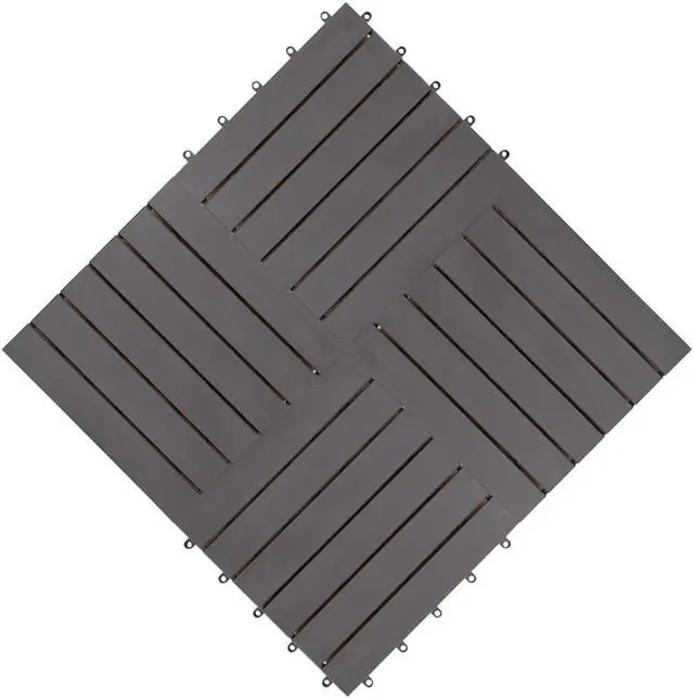 Alt view image 6 of 18 - vidaXL 10 pcs Decking Tiles, 11.8"x11.8", Solid Acacia Wood, Patio Tiles with Non-Slip Surface, Weather Resistant and Durable, Gray