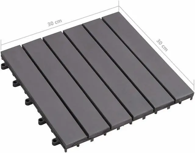 Alt view image 4 of 18 - vidaXL 10 pcs Decking Tiles, 11.8"x11.8", Solid Acacia Wood, Patio Tiles with Non-Slip Surface, Weather Resistant and Durable, Gray