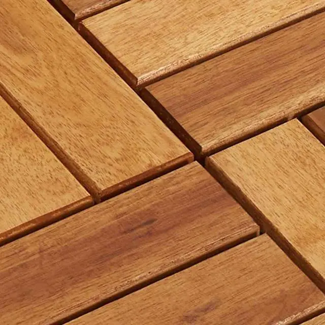 Alt view image 7 of 7 - vidaXL 10 pcs Decking Tiles, 11.8"x11.8", Solid Acacia Wood, Patio Tiles with Non-Slip Surface, Weather Resistant and Durable, Varnished Finish