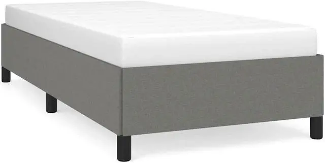 Alt view image 2 of 7 - vidaXL Twin Size Bed Frame with Plywood Slats, Platform Bed Frame, Fabric Upholstered Mattress Foundation, No Box Spring Needed & Easy Assembly, Dark Gray, without Mattress