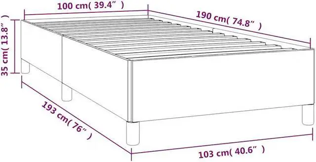 Alt view image 5 of 7 - vidaXL Twin Size Bed Frame with Plywood Slats, Platform Bed Frame, Fabric Upholstered Mattress Foundation, No Box Spring Needed & Easy Assembly, Dark Gray, without Mattress