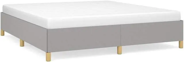 Alt view image 2 of 7 - vidaXL King Size Bed Frame with Plywood Slats, Platform Bed Frame, Fabric Upholstered Mattress Foundation, No Box Spring Needed & Easy Assembly, Light Gray, without Mattress