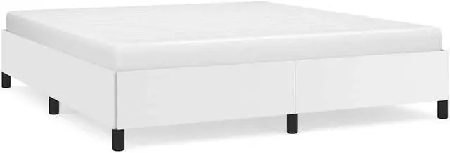 Alt view image 3 of 7 - vidaXL King Size Bed Frame with Plywood Slats, Platform Bed Frame, Faux Leather Upholstered Mattress Foundation, No Box Spring Needed & Easy Assembly, White, without Mattress