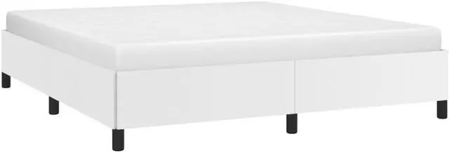 Alt view image 4 of 7 - vidaXL King Size Bed Frame with Plywood Slats, Platform Bed Frame, Faux Leather Upholstered Mattress Foundation, No Box Spring Needed & Easy Assembly, White, without Mattress