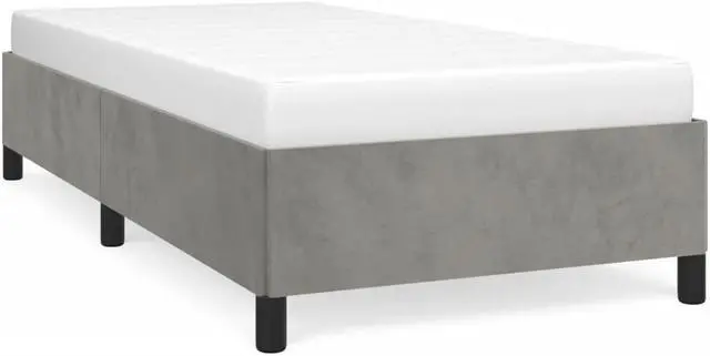 Alt view image 2 of 7 - vidaXL Twin Size Bed Frame with Plywood Slats, Platform Bed Frame, Velvet Upholstered Mattress Foundation, No Box Spring Needed & Easy Assembly, Light Gray, without Mattress