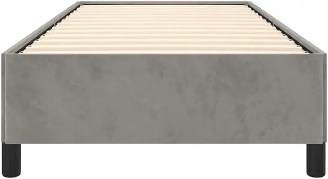 Alt view image 6 of 7 - vidaXL Twin Size Bed Frame with Plywood Slats, Platform Bed Frame, Velvet Upholstered Mattress Foundation, No Box Spring Needed & Easy Assembly, Light Gray, without Mattress