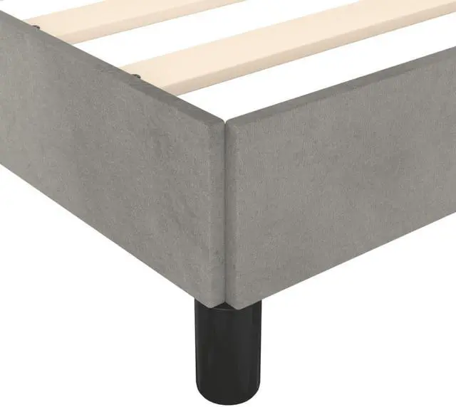 Alt view image 7 of 7 - vidaXL Twin Size Bed Frame with Plywood Slats, Platform Bed Frame, Velvet Upholstered Mattress Foundation, No Box Spring Needed & Easy Assembly, Light Gray, without Mattress