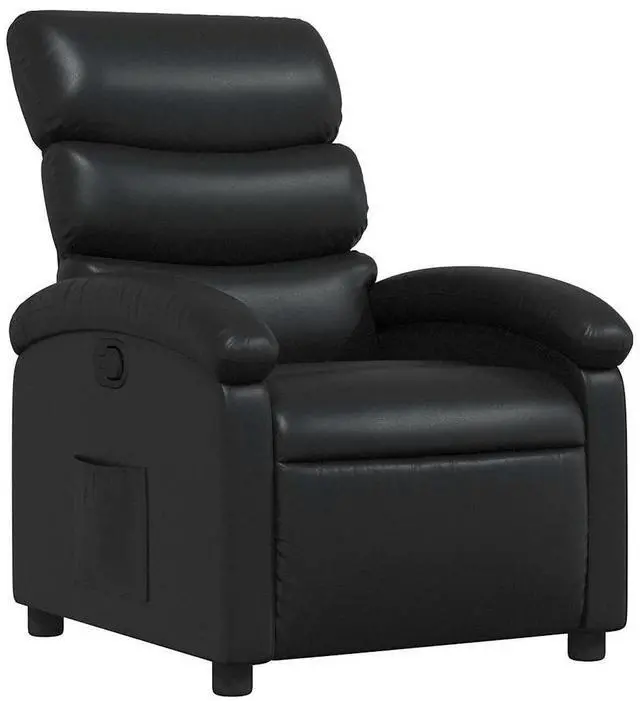 Alt view image 2 of 7 - vidaXL Manual Recliner Chair for Adults, Single Home Theater Seating with Lumbar Support & Adjustable Backrest/Footrest, Modern Reclining Sofa for Living Room, Black Leather