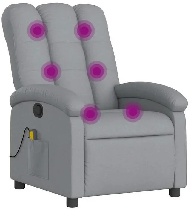 Alt view image 2 of 7 - vidaXL Massage Recliner Chair for Adults, Single Theater Seating with Vibration Massage & Manually Adjustable Backrest/Footrest, Modern Reclining Sofa for Living Room, Light Gray Fabric
