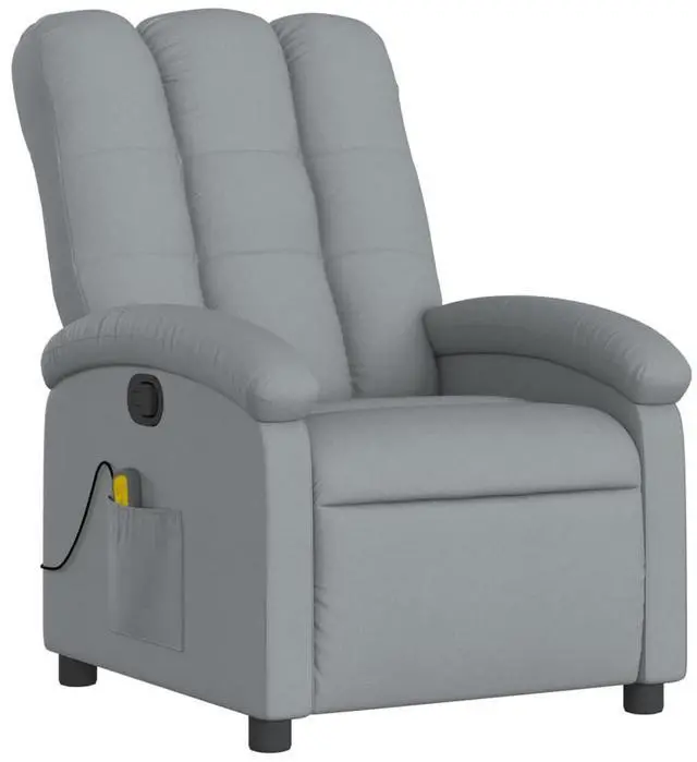 Alt view image 3 of 7 - vidaXL Massage Recliner Chair for Adults, Single Theater Seating with Vibration Massage & Manually Adjustable Backrest/Footrest, Modern Reclining Sofa for Living Room, Light Gray Fabric