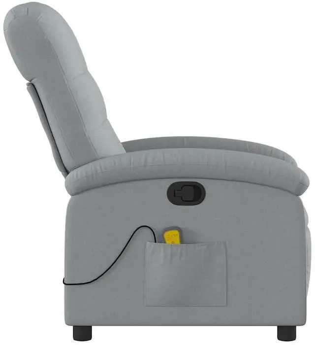 Alt view image 6 of 7 - vidaXL Massage Recliner Chair for Adults, Single Theater Seating with Vibration Massage & Manually Adjustable Backrest/Footrest, Modern Reclining Sofa for Living Room, Light Gray Fabric