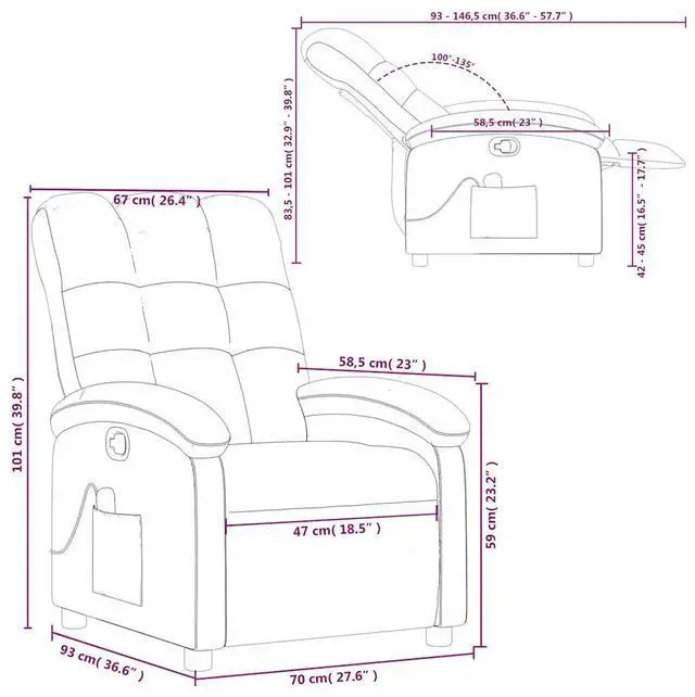 Alt view image 4 of 7 - vidaXL Massage Recliner Chair for Adults, Single Theater Seating with Vibration Massage & Manually Adjustable Backrest/Footrest, Modern Reclining Sofa for Living Room, Light Gray Fabric