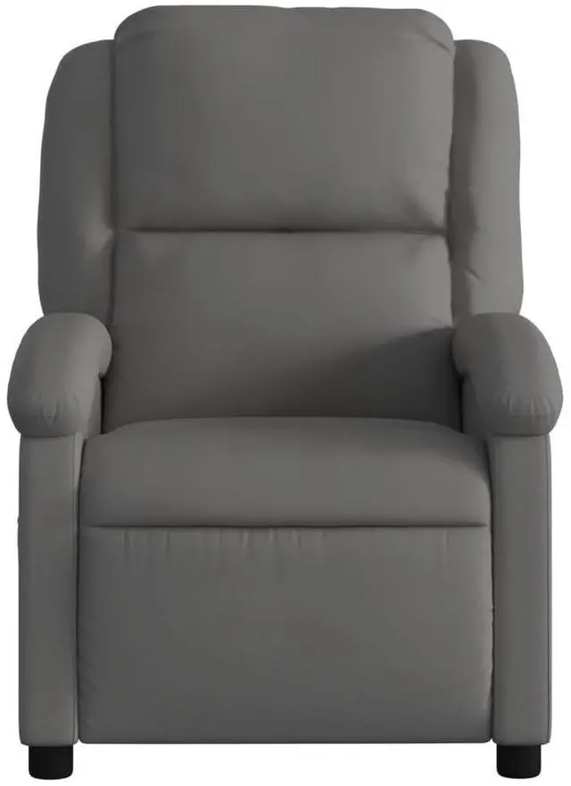 Alt view image 6 of 7 - vidaXL Manual Recliner Chair for Living Room, Adjustable Recliner with Padded Seat & Backrest, Home Theater Seating with Side Pocket, Gray Real Leather