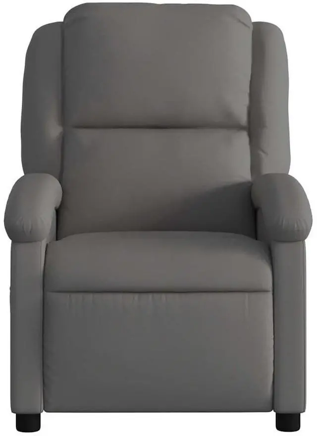Alt view image 7 of 7 - vidaXL Manual Recliner Chair for Living Room, Adjustable Recliner with Padded Seat & Backrest, Home Theater Seating with Side Pocket, Gray Real Leather