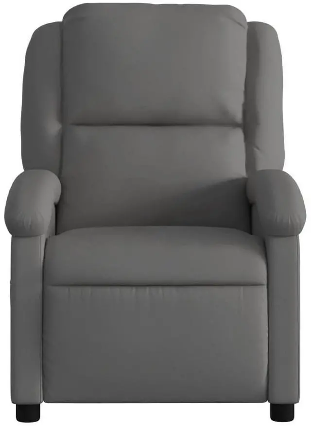 Alt view image 7 of 7 - vidaXL Massage Recliner Chair for Living Room, Adjustable Recliner with 6-Point Vibration Massage, Home Theater Seating with Padded Seat Backrest, Gray Real Leather