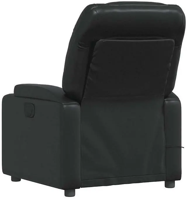 Alt view image 7 of 7 - vidaXL Black Leather Recliner Chair with 6-Point Vibration Massage, Adjustable Backrest & Footrest, Cup Holders, Side Pocket, Padded Seat, Perfect for Living Room or Home Theater Seating