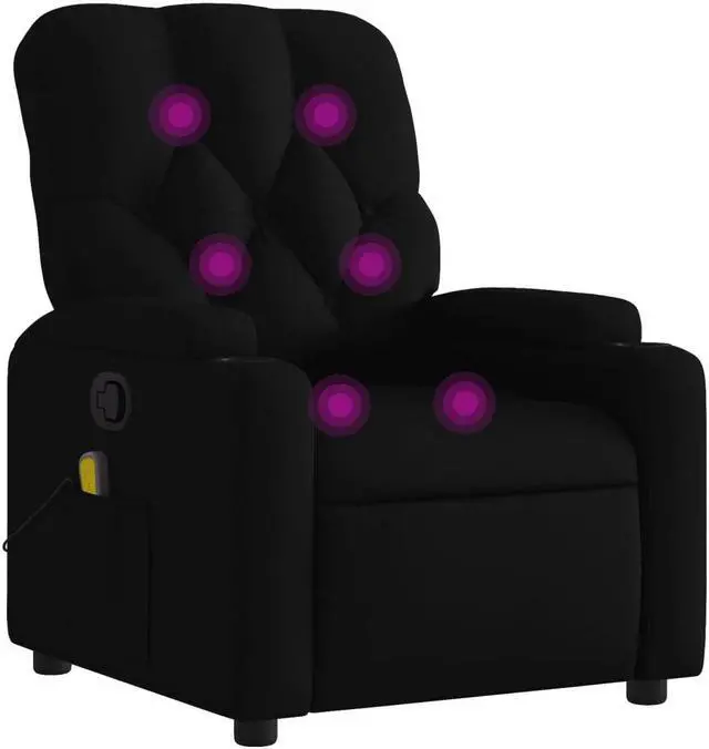 Alt view image 2 of 7 - vidaXL Fabric Massage Recliner Chair for Living Room, Home Theater, 6-Point Vibration Massage, Adjustable Back & Footrest, Cup Holders, Black
