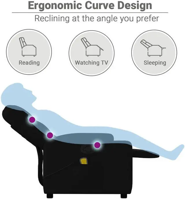 Alt view image 5 of 7 - vidaXL Fabric Massage Recliner Chair for Living Room, Home Theater, 6-Point Vibration Massage, Adjustable Back & Footrest, Cup Holders, Black