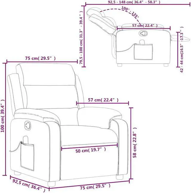 Alt view image 4 of 7 - vidaXL Massage Recliner Chair with 6-Point Vibration Massage and Convenient Side Pocket, Dark Green Fabric Rocker, Adjustable Backrest & Footrest Lounge Seat for Living Room, USB Charge Port