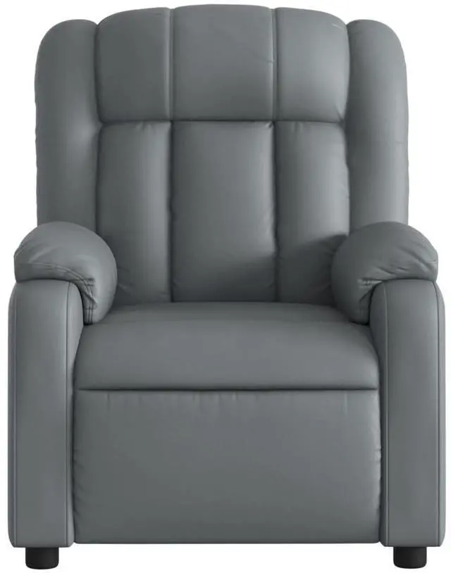 Alt view image 7 of 7 - vidaXL Massage Recliner Chair for Living Room, Adjustable Recliner with 6-Point Vibration Massage, Home Theater Seating with Padded Seat Backrest & Side Pocket, Gray Leather