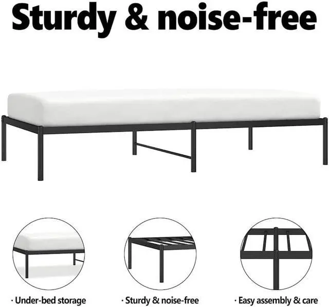 Alt view image 5 of 7 - vidaXL 12-Inch Black Metal Twin Bed Frame, Heavy-Duty Construction with Under-Bed Storage for Modern Bedroom, No Box Spring Needed & Easy Assembly, No Mattress