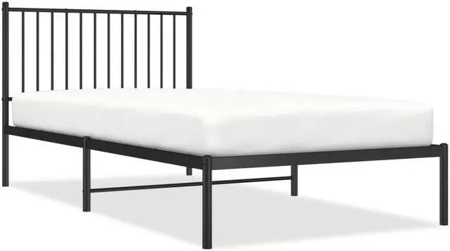 Alt view image 2 of 7 - vidaXL 12-Inch Black Metal Twin XL Bed Frame with Headboard, Heavy-Duty Construction with Under-Bed Storage for Modern Bedroom, No Box Spring Needed & Easy Assembly, No Mattress