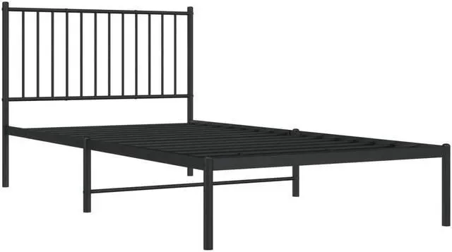 Alt view image 3 of 7 - vidaXL 12-Inch Black Metal Twin XL Bed Frame with Headboard, Heavy-Duty Construction with Under-Bed Storage for Modern Bedroom, No Box Spring Needed & Easy Assembly, No Mattress
