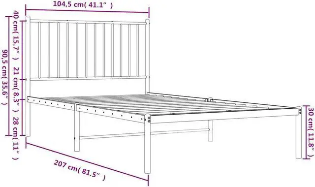 Alt view image 4 of 7 - vidaXL 12-Inch Black Metal Twin XL Bed Frame with Headboard, Heavy-Duty Construction with Under-Bed Storage for Modern Bedroom, No Box Spring Needed & Easy Assembly, No Mattress