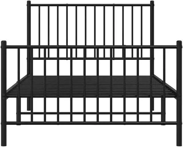 Alt view image 6 of 7 - vidaXL 12-Inch Black Metal Twin Bed Frame with Headboard & Footboard, Heavy-Duty Construction with Under-Bed Storage for Modern Bedroom, No Box Spring Needed & Easy Assembly, No Mattress