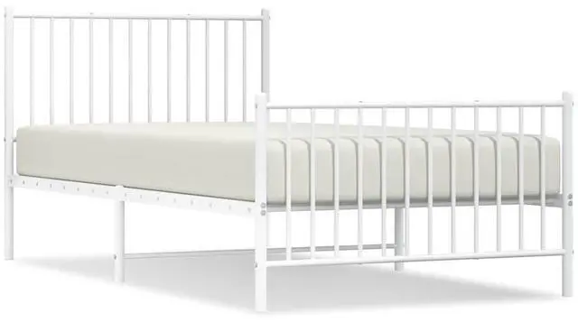 Alt view image 2 of 7 - vidaXL 12-Inch White Metal Twin XL Bed Frame with Headboard & Footboard, Heavy-Duty Construction with Under-Bed Storage for Modern Bedroom, No Box Spring Needed & Easy Assembly, No Mattress
