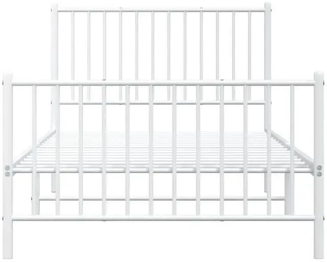 Alt view image 6 of 7 - vidaXL 12-Inch White Metal Twin XL Bed Frame with Headboard & Footboard, Heavy-Duty Construction with Under-Bed Storage for Modern Bedroom, No Box Spring Needed & Easy Assembly, No Mattress