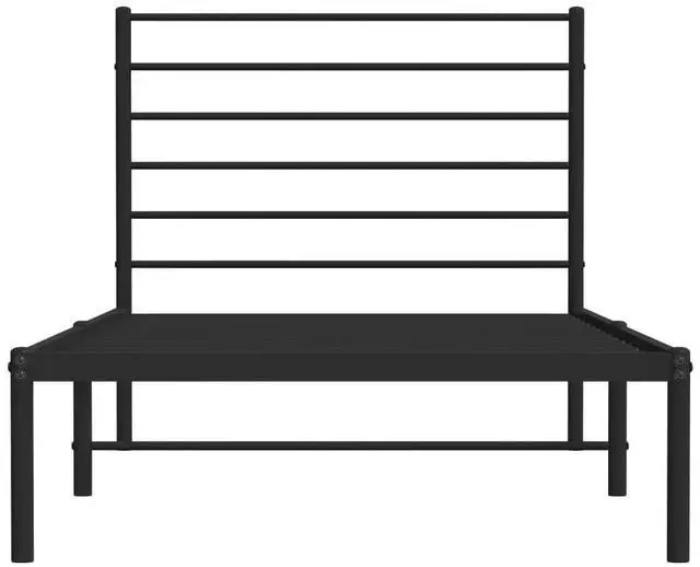 Alt view image 6 of 7 - vidaXL 12 Inch Twin Metal Bed Frame with Headboard, No Box Spring Needed, Noise Free Platform Bed Frame with Steel Slats, Easy Assembly, Under Bed Storage, Minimalist, Black