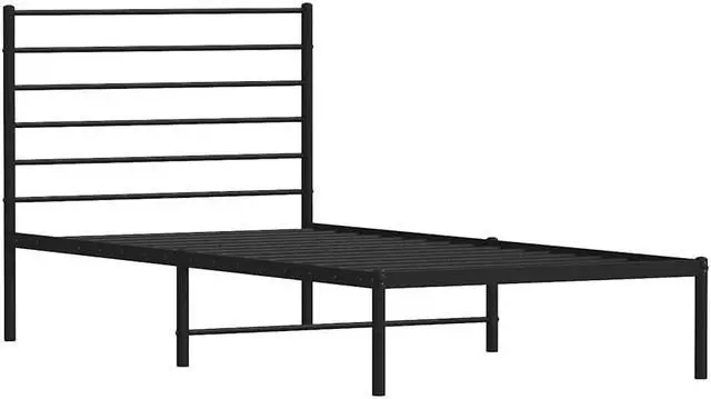 Alt view image 3 of 7 - vidaXL 12 Inch Twin XL Metal Bed Frame with Headboard, No Box Spring Needed, Noise Free Platform Bed Frame with Steel Slats, Easy Assembly, Under Bed Storage, Minimalist, Black