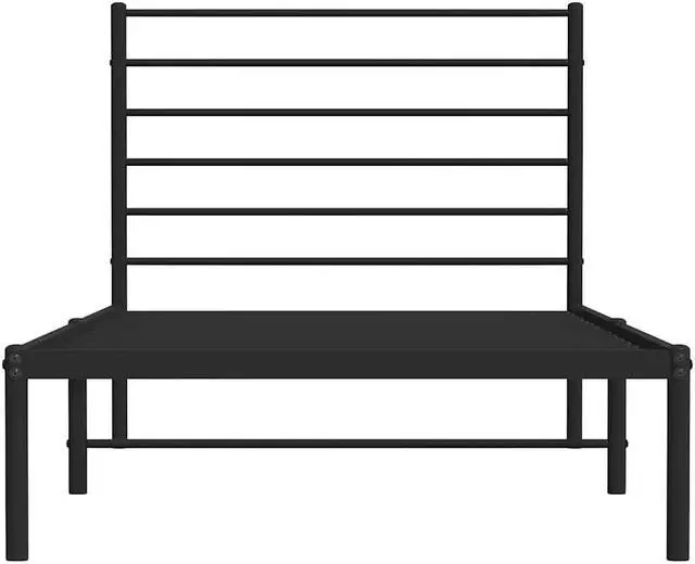 Alt view image 6 of 7 - vidaXL 12 Inch Twin XL Metal Bed Frame with Headboard, No Box Spring Needed, Noise Free Platform Bed Frame with Steel Slats, Easy Assembly, Under Bed Storage, Minimalist, Black