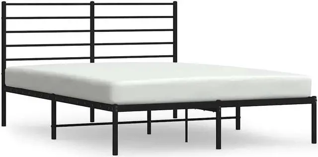 Alt view image 2 of 7 - vidaXL 12 Inch Full Metal Bed Frame with Headboard, No Box Spring Needed, Noise Free Platform Bed Frame with Steel Slats, Easy Assembly, Under Bed Storage, Minimalist, Black
