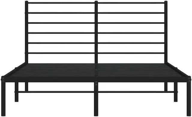 Alt view image 6 of 7 - vidaXL 12 Inch Full Metal Bed Frame with Headboard, No Box Spring Needed, Noise Free Platform Bed Frame with Steel Slats, Easy Assembly, Under Bed Storage, Minimalist, Black