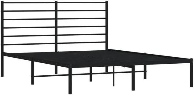 Alt view image 3 of 7 - vidaXL 12 Inch Queen Metal Bed Frame with Headboard, No Box Spring Needed, Noise Free Platform Bed Frame with Steel Slats, Easy Assembly, Under Bed Storage, Minimalist, Black