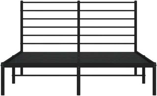 Alt view image 6 of 7 - vidaXL 12 Inch Queen Metal Bed Frame with Headboard, No Box Spring Needed, Noise Free Platform Bed Frame with Steel Slats, Easy Assembly, Under Bed Storage, Minimalist, Black