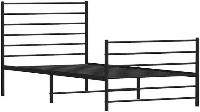 Alt view image 3 of 7 - vidaXL 12 Inch Twin XL Metal Bed Frame with Headboard & Footboard, No Box Spring Needed, Noise Free Platform Bed Frame with Steel Slats, Easy Assembly, Under Bed Storage, Minimalist, Black
