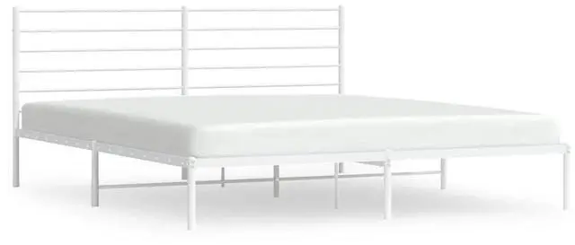 Alt view image 2 of 7 - vidaXL 12 Inch California King Metal Bed Frame with Headboard, No Box Spring Needed, Noise Free Platform Bed Frame with Steel Slats, Easy Assembly, Under Bed Storage, Minimalist, White