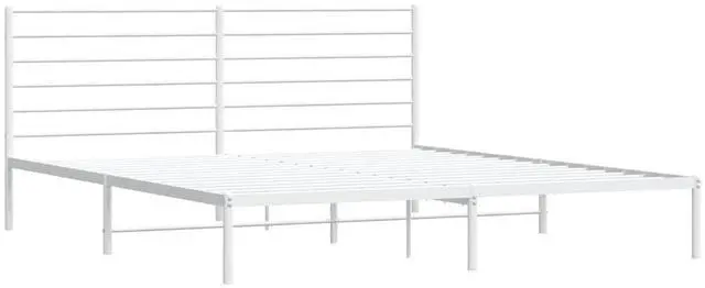 Alt view image 3 of 7 - vidaXL 12 Inch California King Metal Bed Frame with Headboard, No Box Spring Needed, Noise Free Platform Bed Frame with Steel Slats, Easy Assembly, Under Bed Storage, Minimalist, White