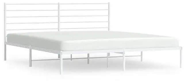 Alt view image 2 of 7 - vidaXL 12 Inch King Metal Bed Frame with Headboard, No Box Spring Needed, Noise Free Platform Bed Frame with Steel Slats, Easy Assembly, Under Bed Storage, Minimalist, White