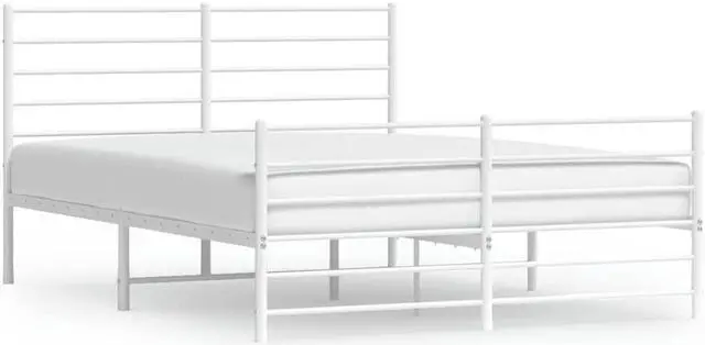 Alt view image 2 of 7 - vidaXL 12 Inch Full Metal Bed Frame with Headboard & Footboard, No Box Spring Needed, Noise Free Platform Bed Frame with Steel Slats, Easy Assembly, Under Bed Storage, Minimalist, White
